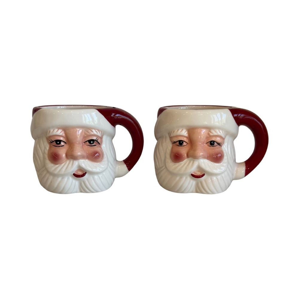 NWT Pottery Barn Santa Claus Ceramic Mugs - Set of 2
